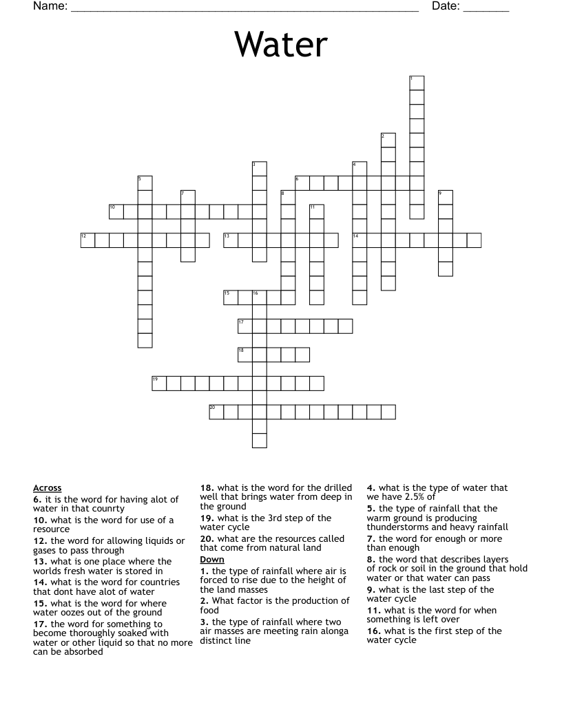 Water Crossword