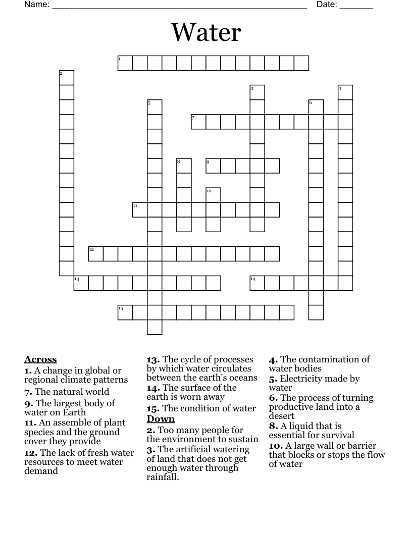 Water Crossword