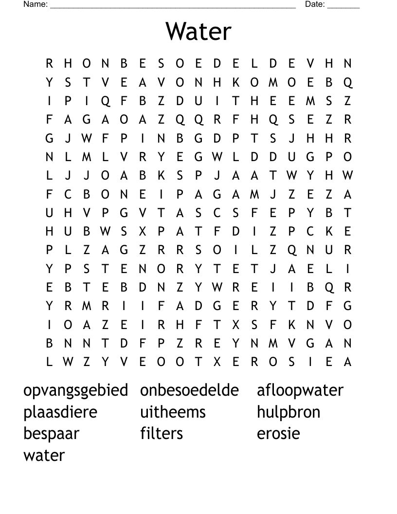 Water Word Search