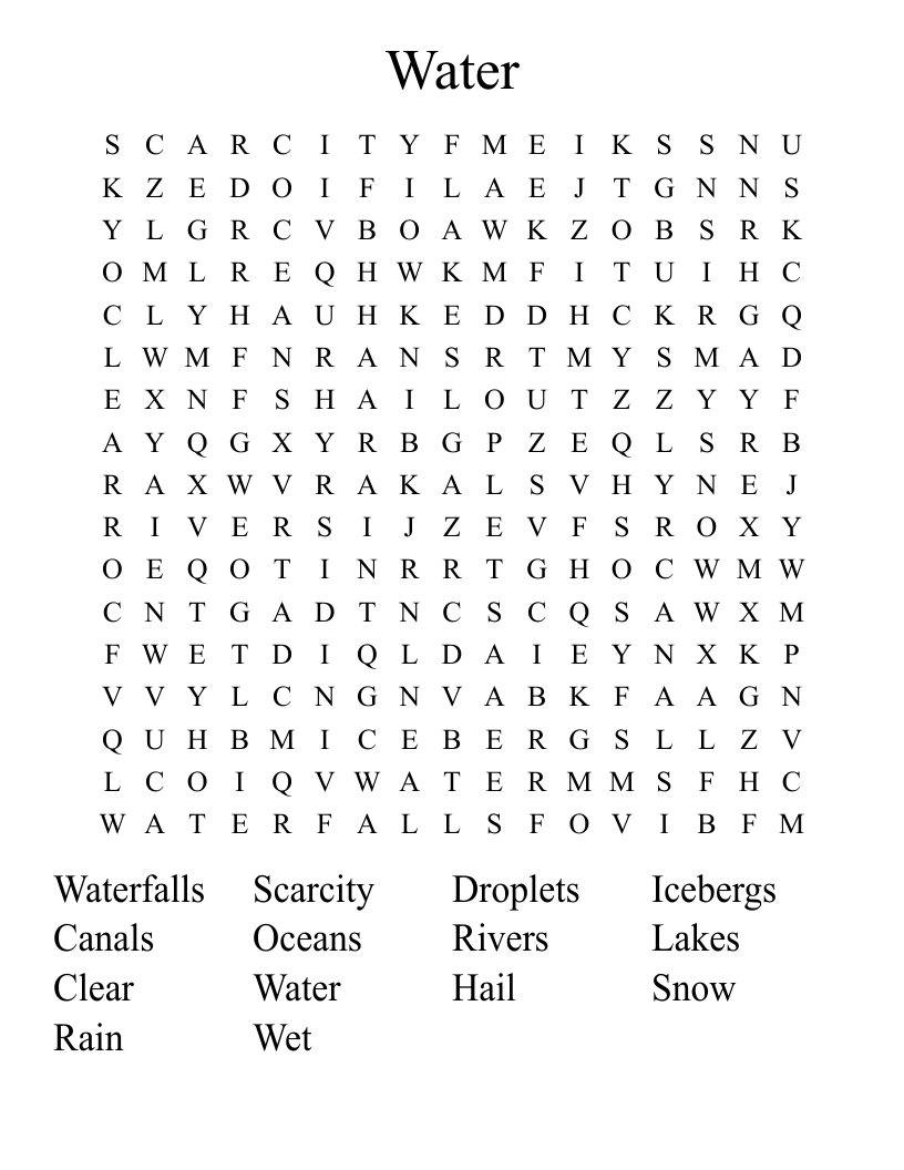 Water Word Search