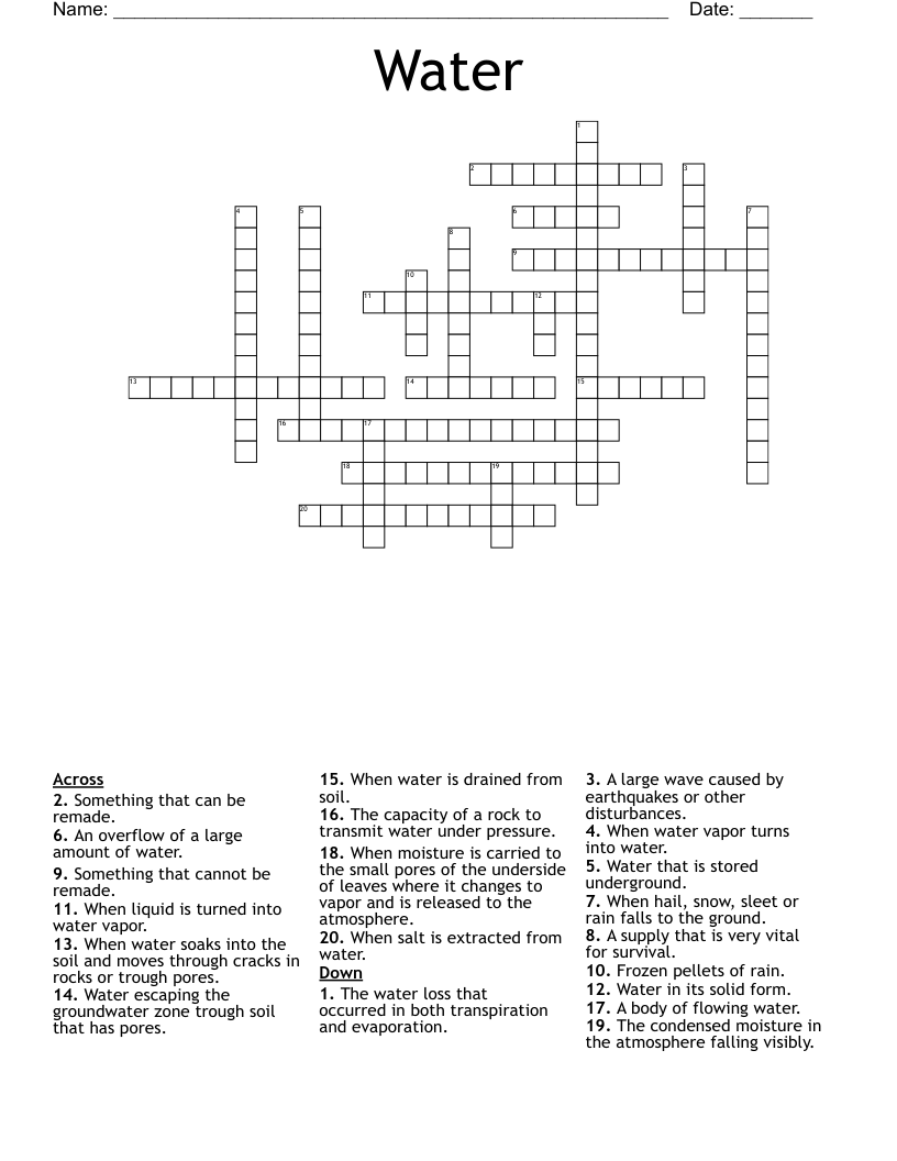 Water Crossword