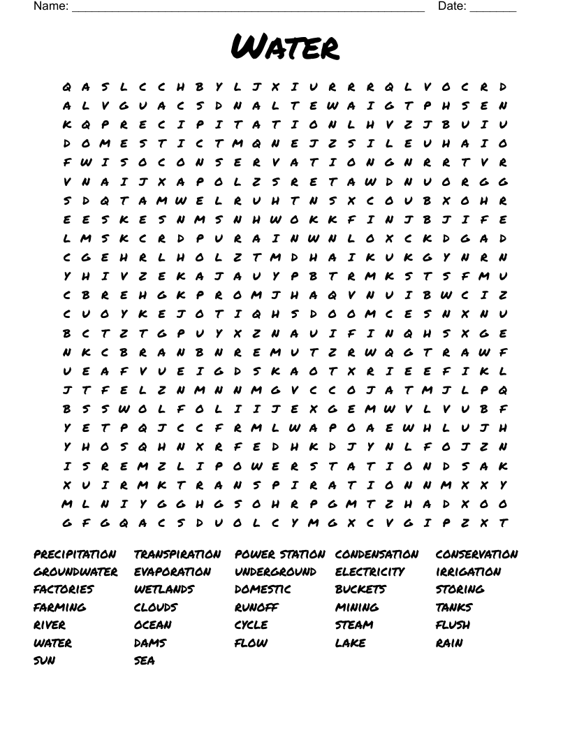 Water Word Search