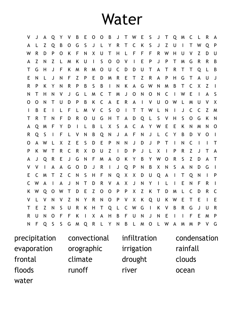 Water Word Search