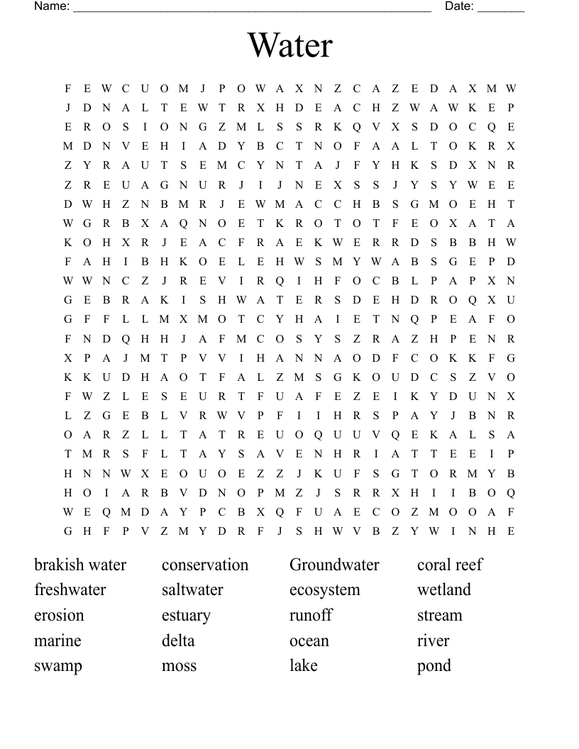 Water Word Search