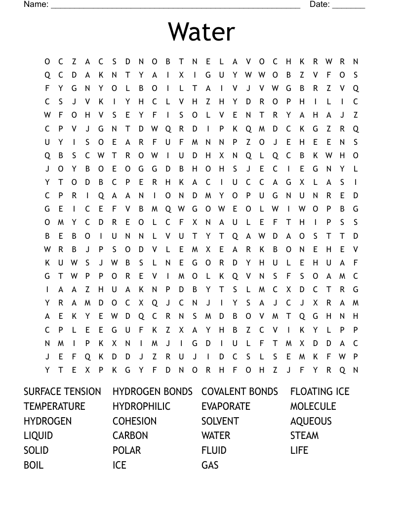 Water Word Search