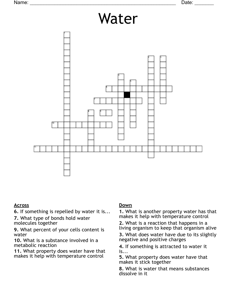 Water Crossword
