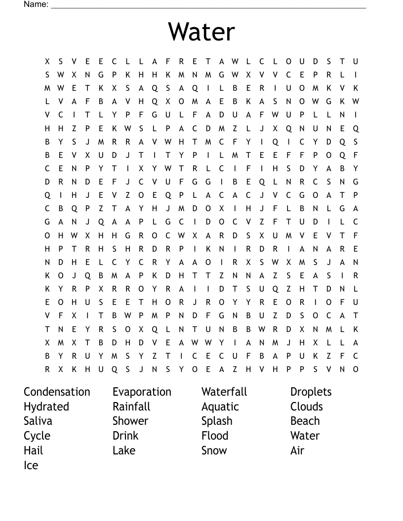 Water Word Search