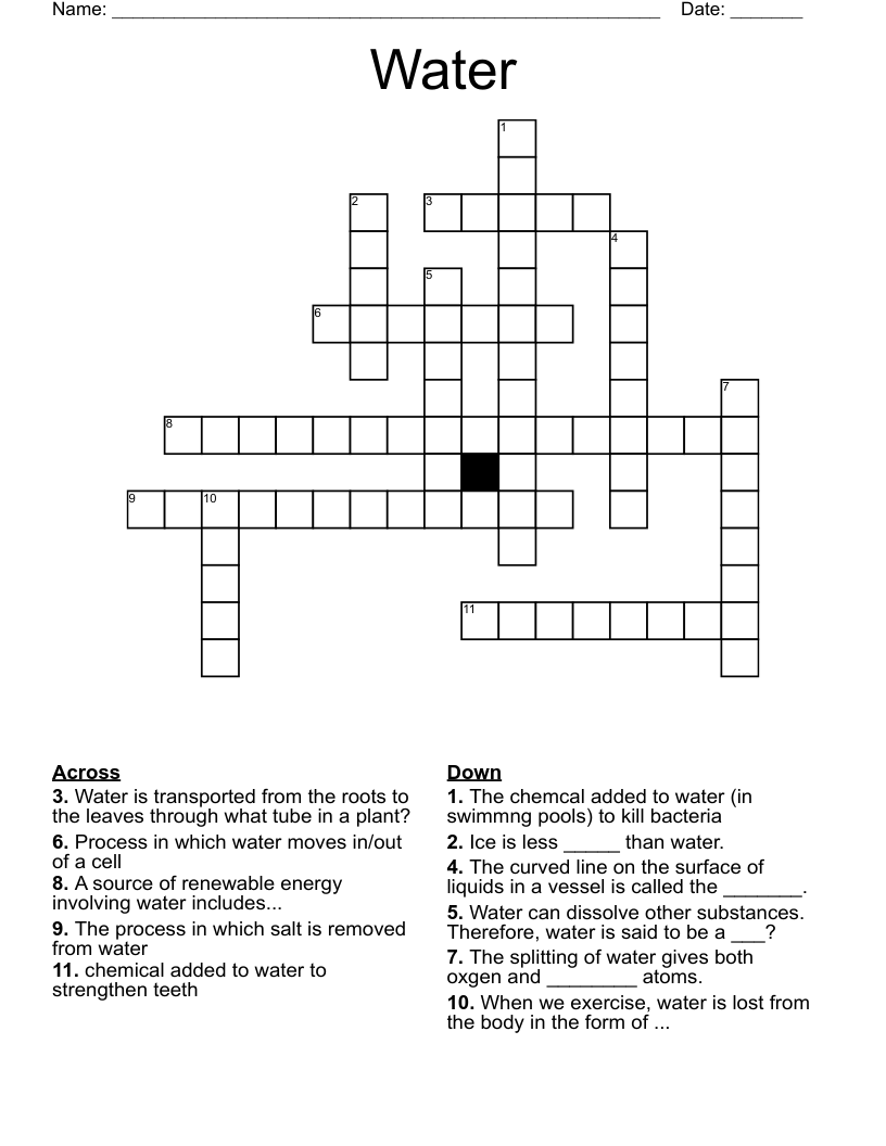 Water Crossword