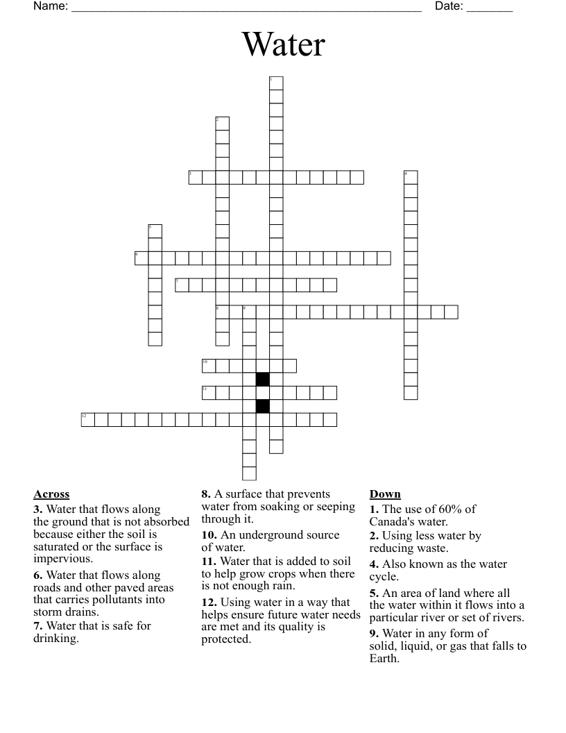 Water Crossword