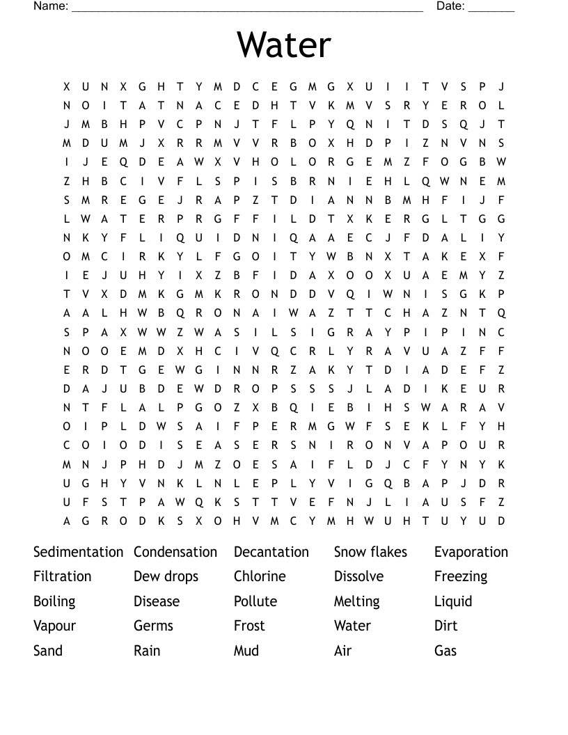 Water Word Search