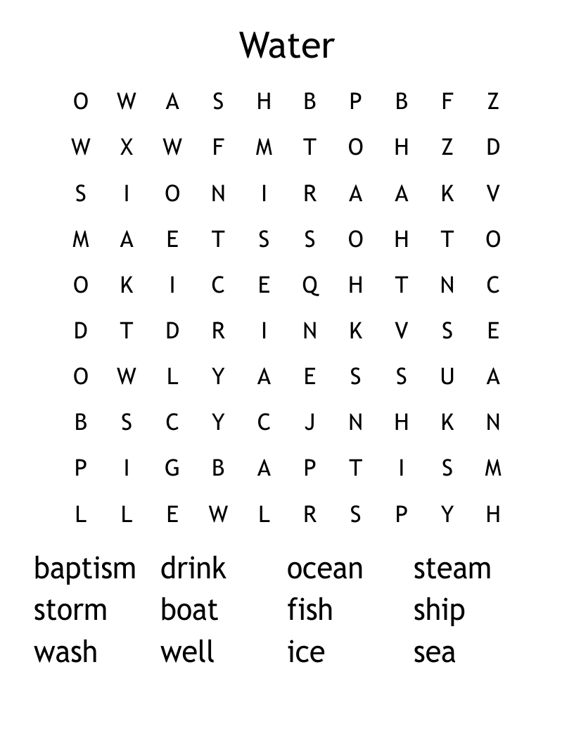 Water Word Search