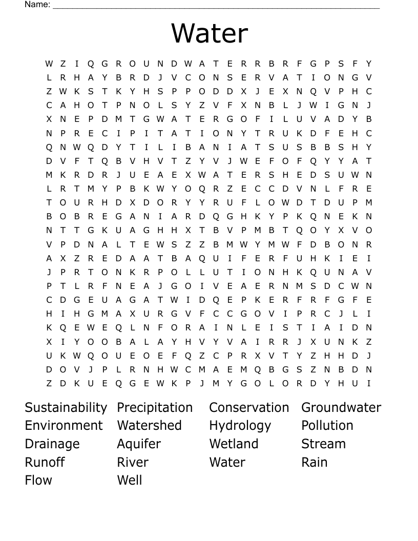 Water Word Search