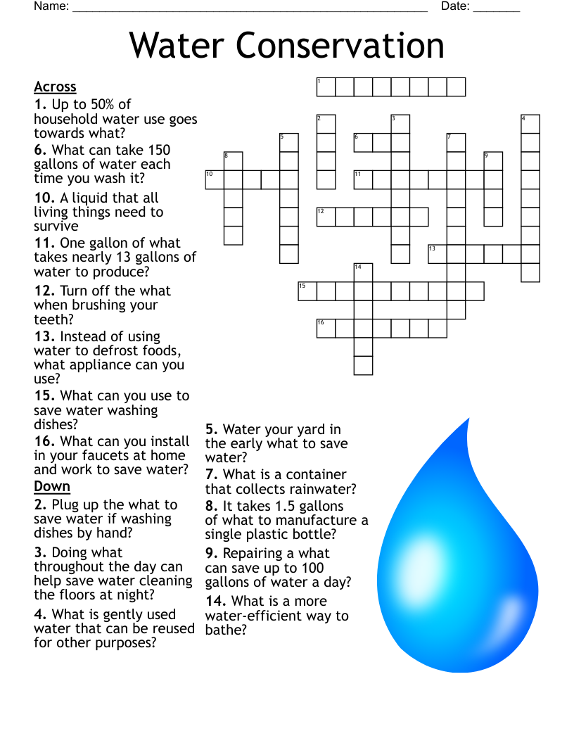 Water Conservation Crossword