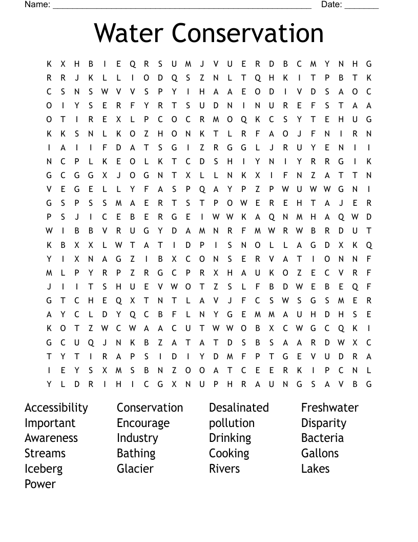 Water Conservation Word Search