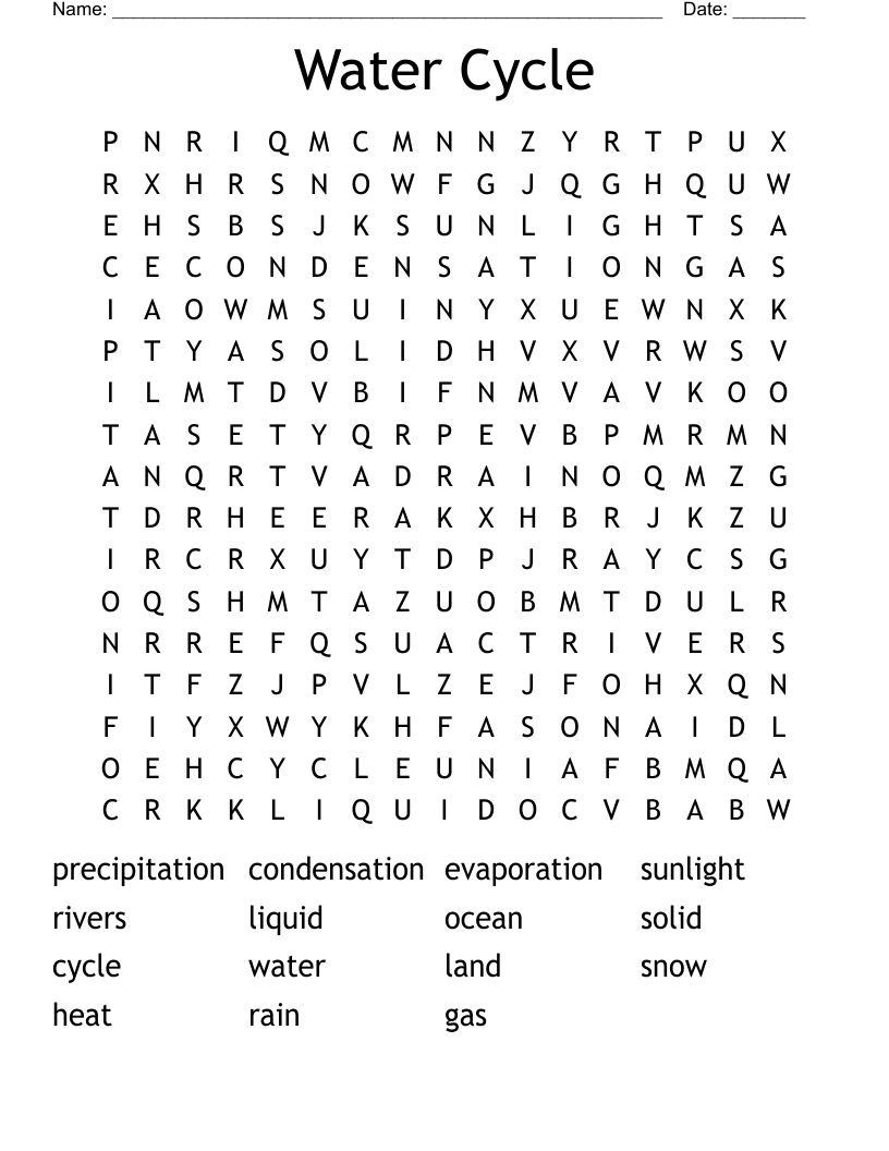Water Cycle Word Search