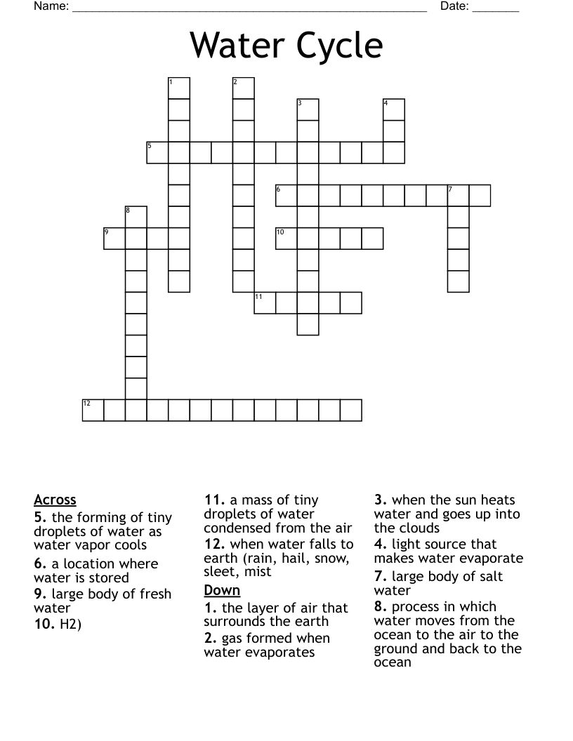 Water Cycle Crossword