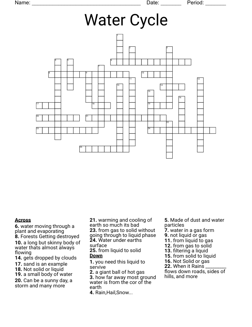 Water Cycle Crossword