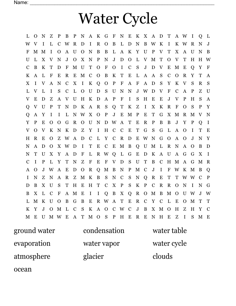 Water Cycle Word Search