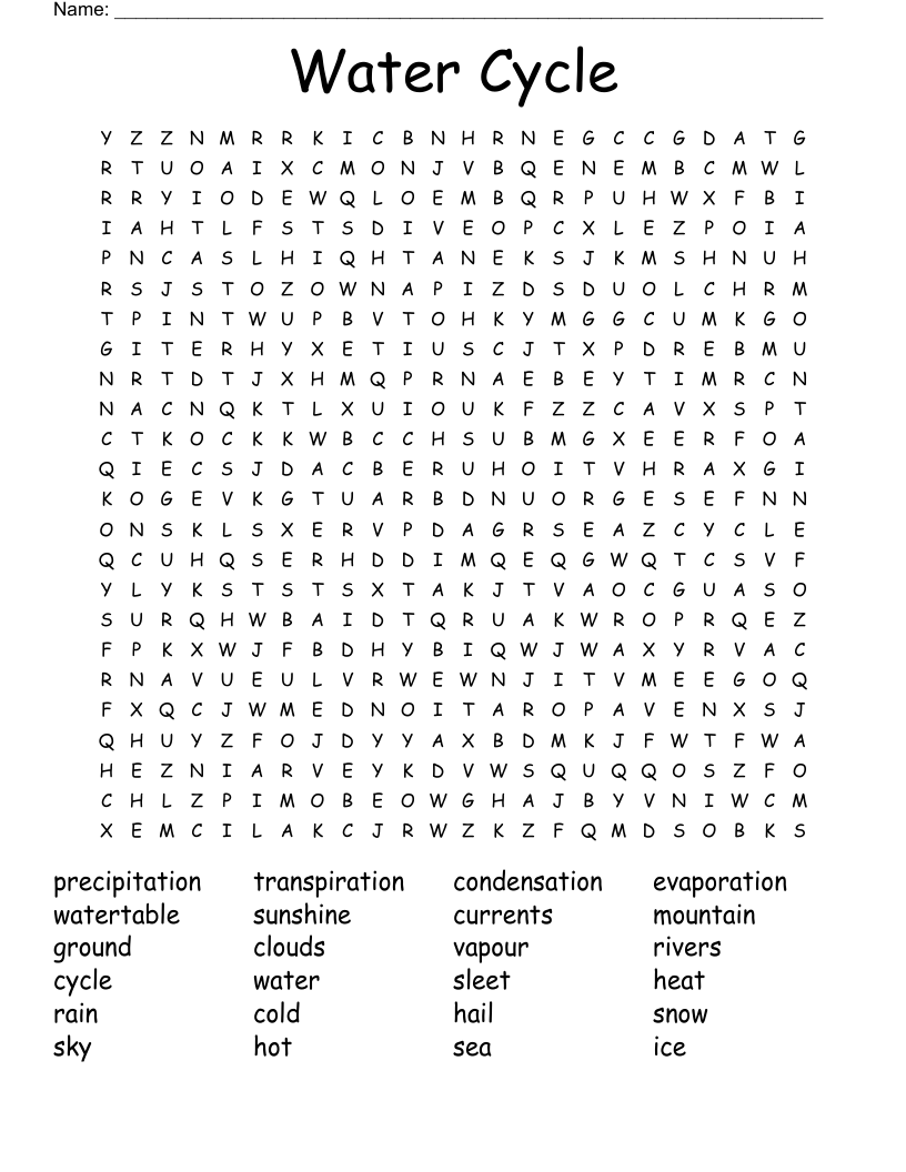 Water Cycle Word Search