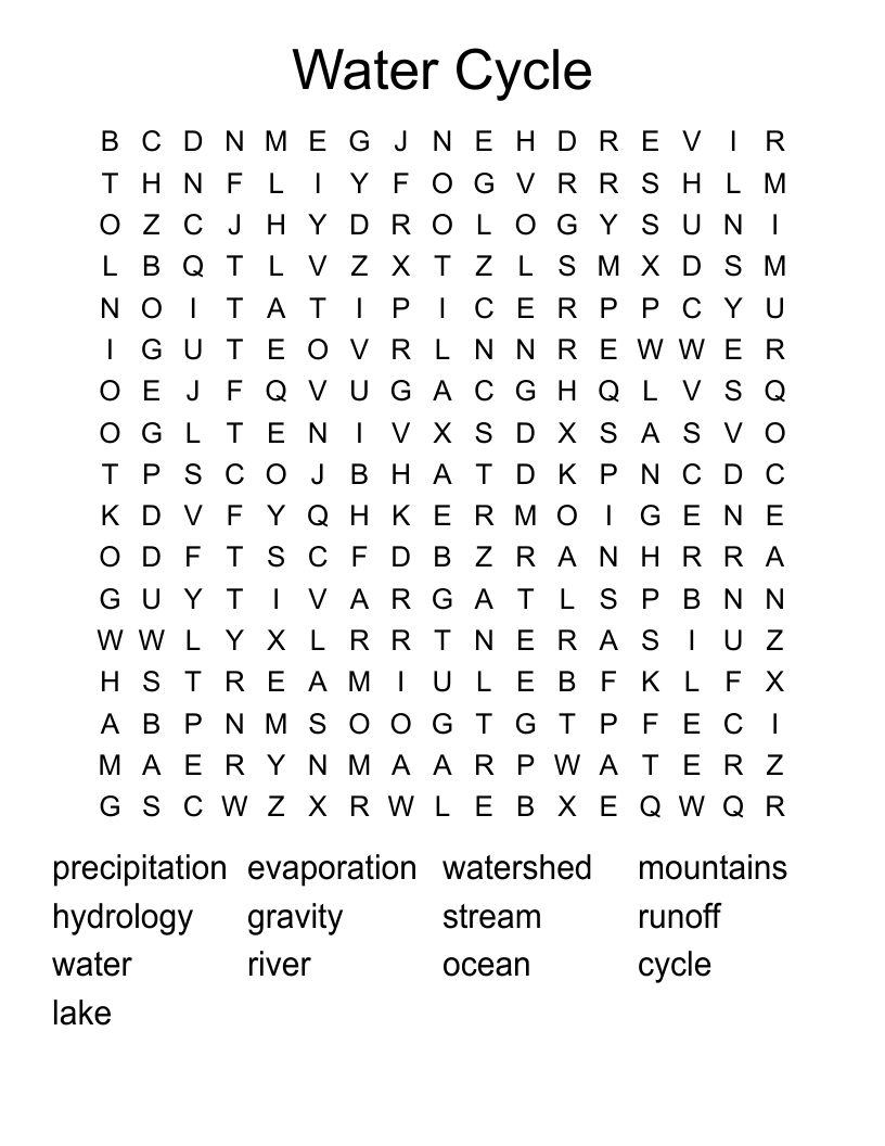 Water Cycle Word Search