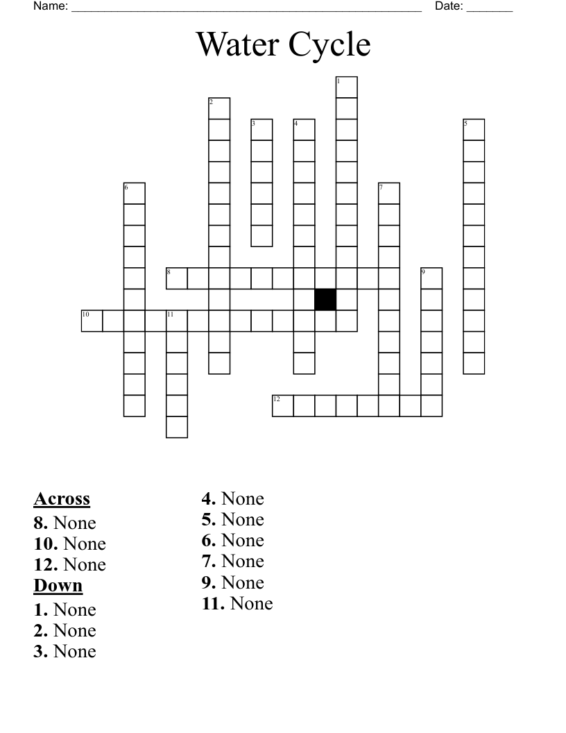 Water Cycle Crossword