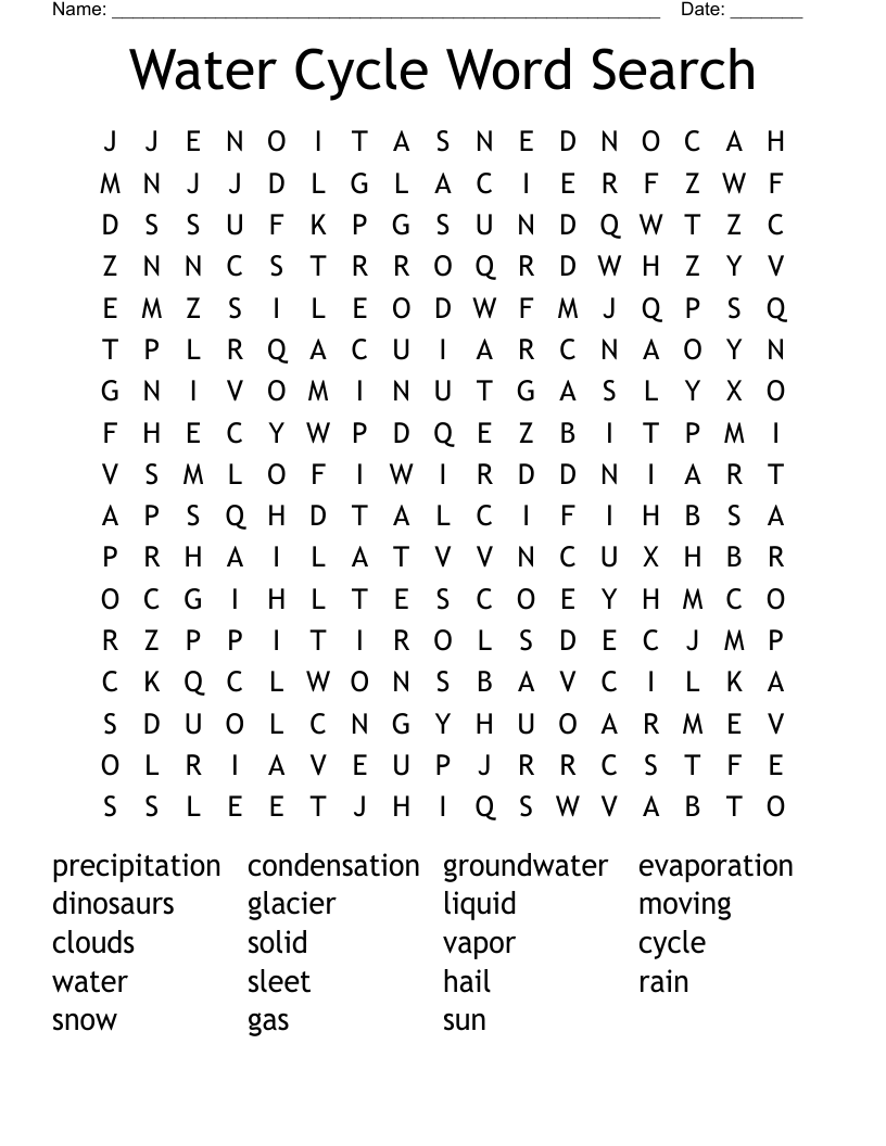 Water Cycle Word Search