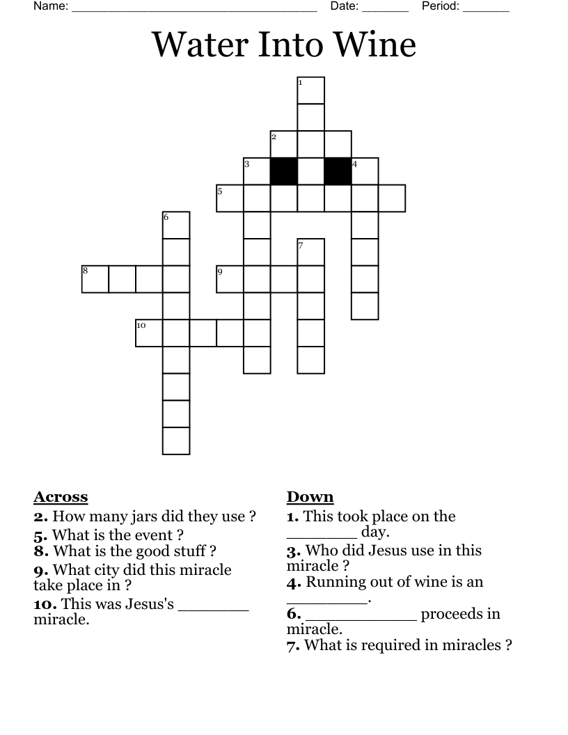 Water Into Wine Crossword