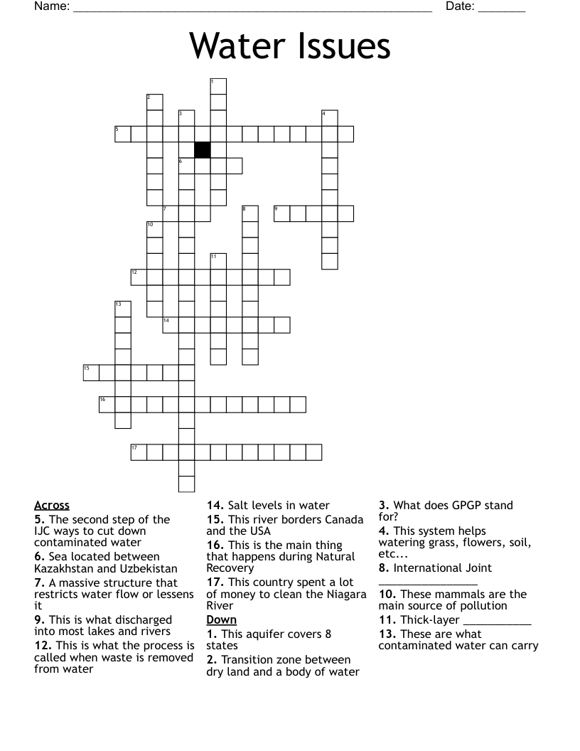 Water Issues Crossword