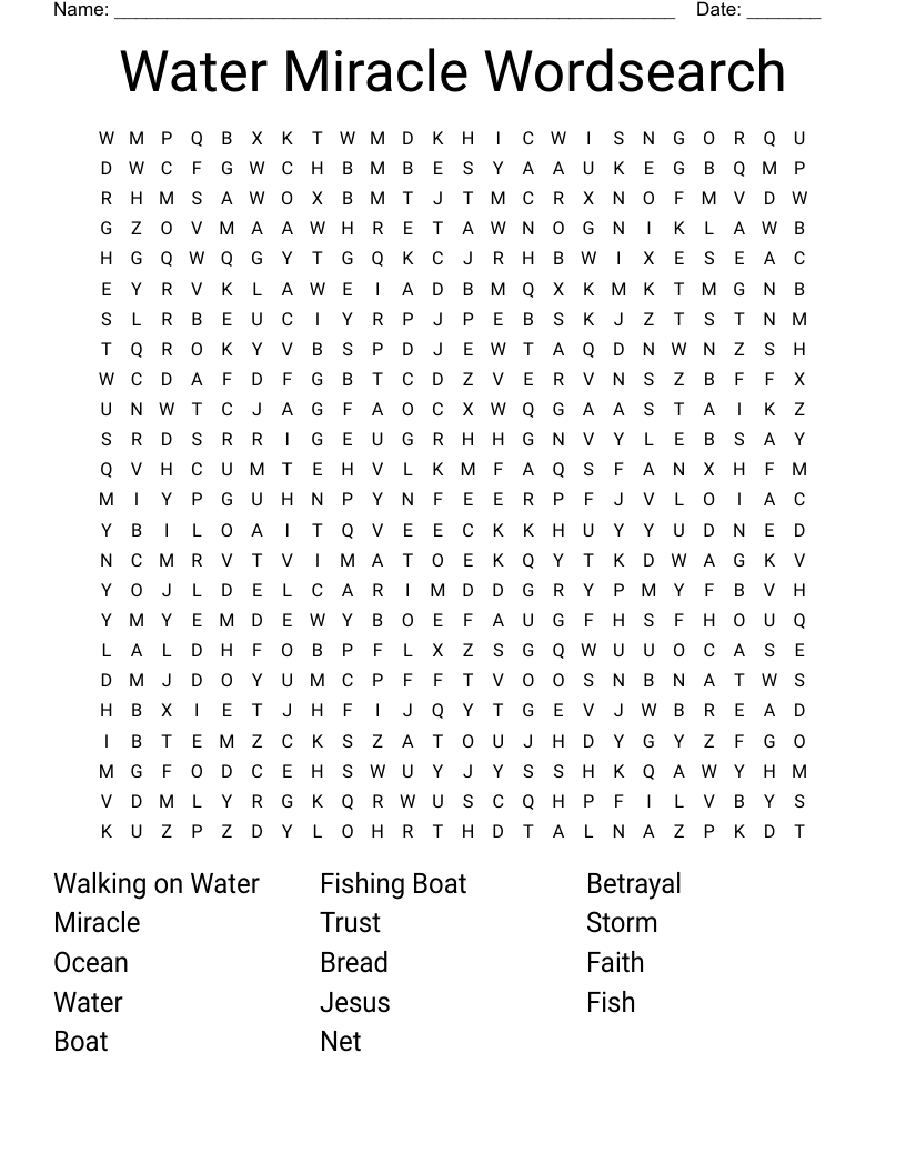 Water Miracle Wordsearch 