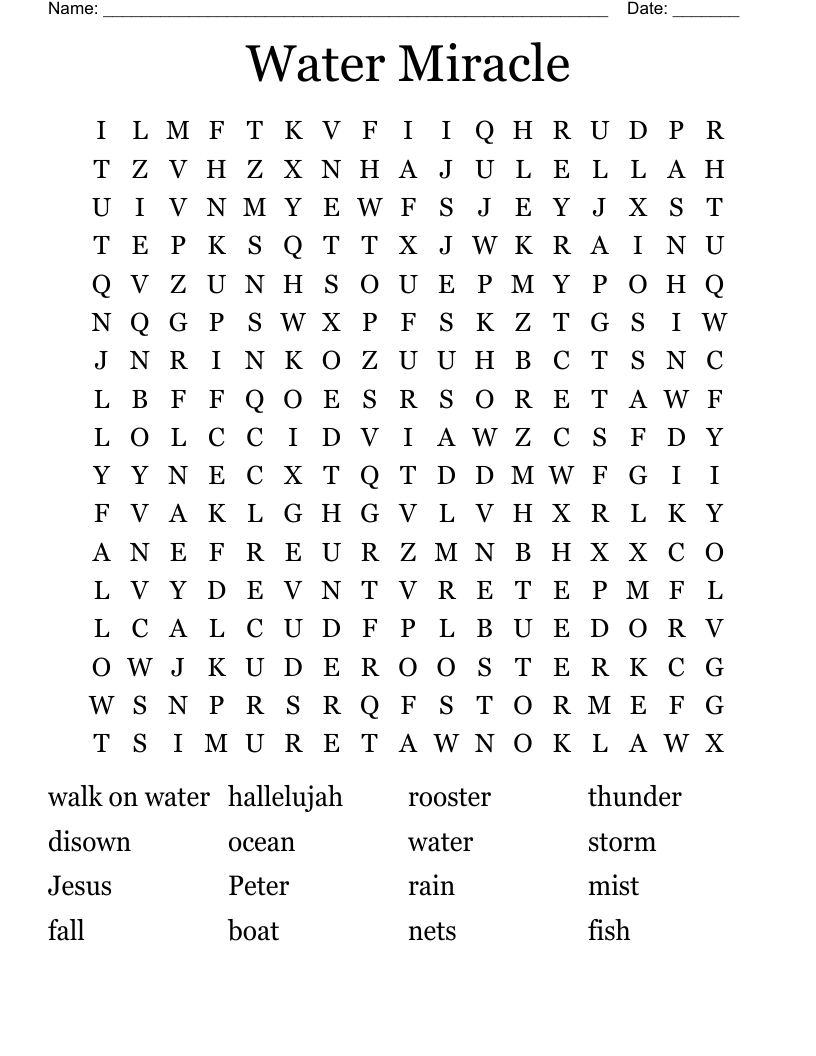 Water Miracle  Word Search