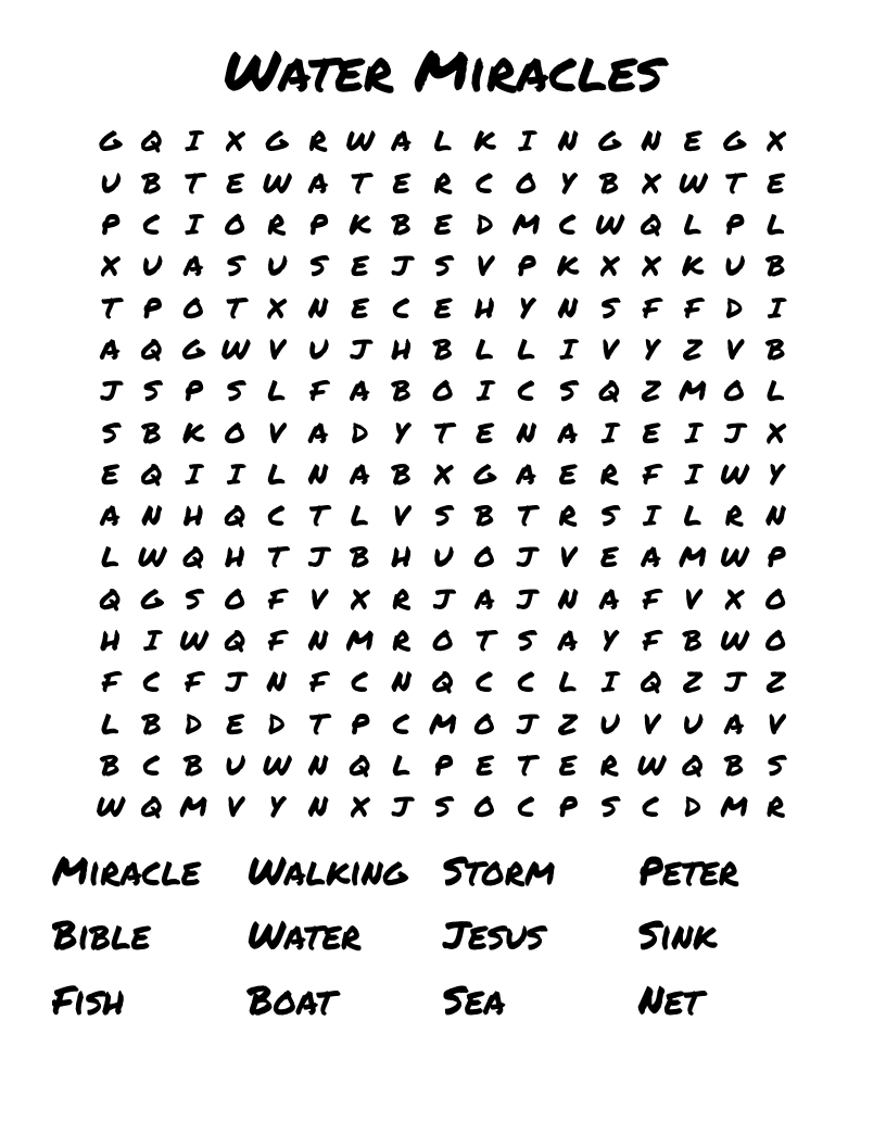 Water Miracles Word Search