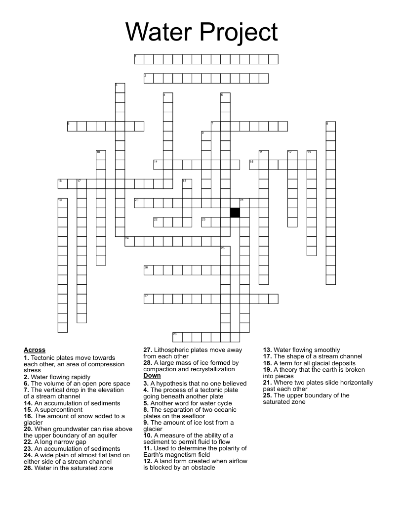 Water Project  Crossword
