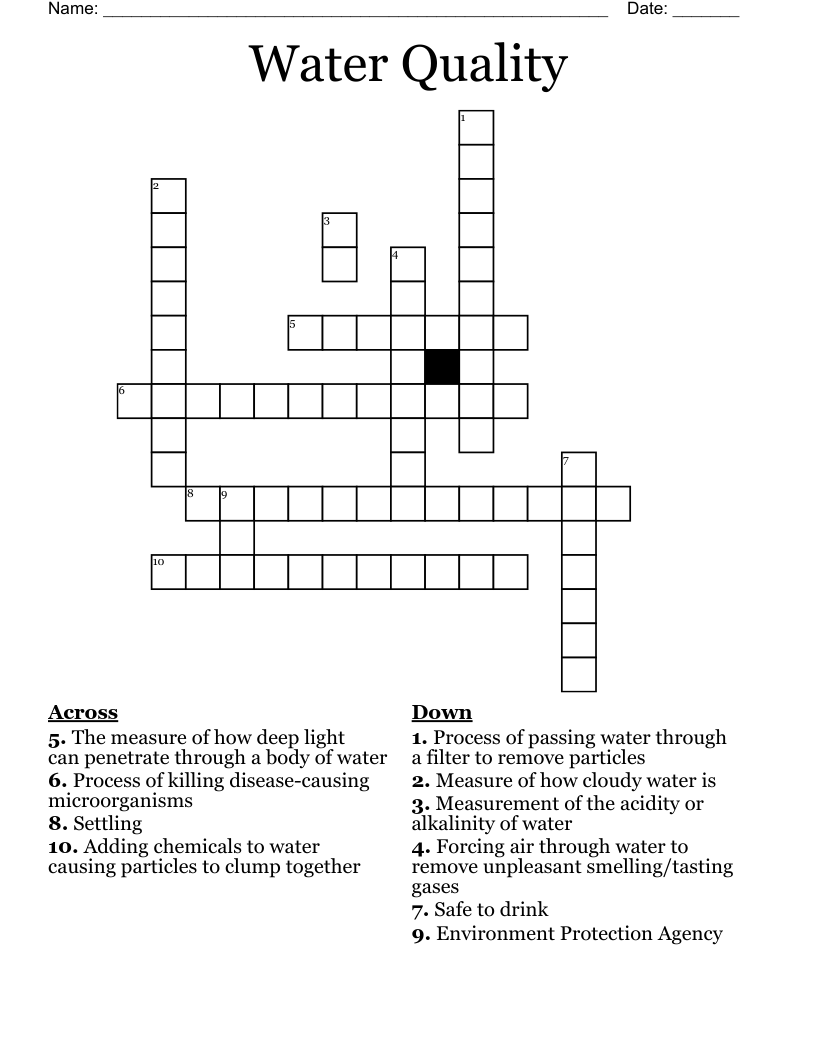 Water Quality Crossword