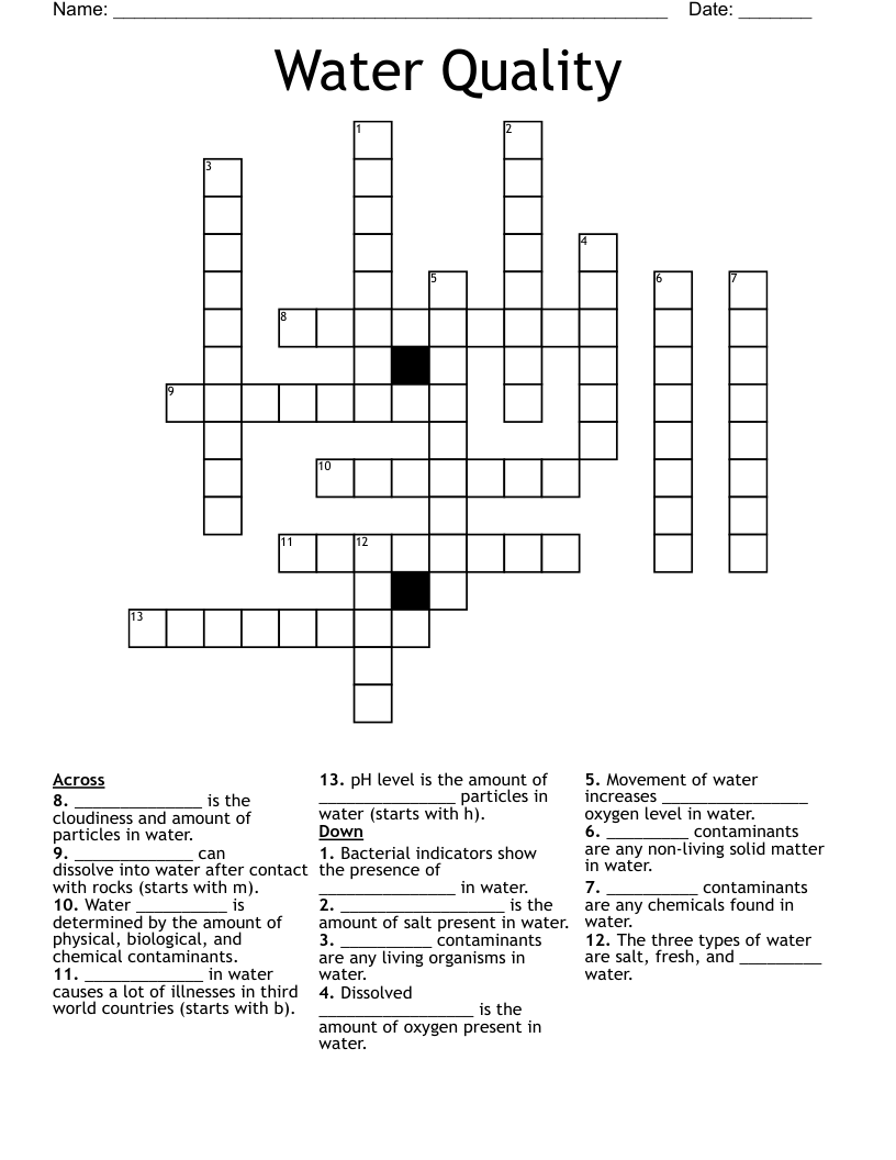Water Quality Crossword