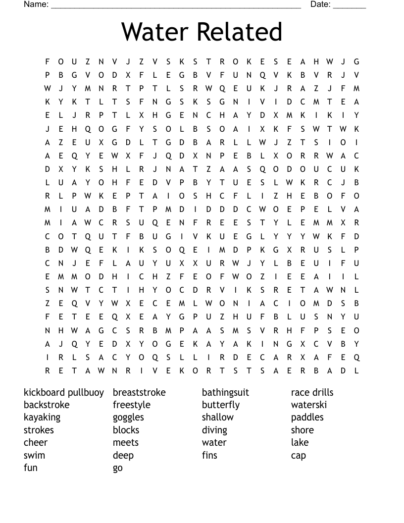Water Related Word Search