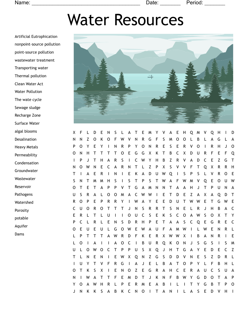 Water Resources Word Search