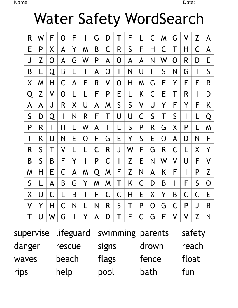 Water Safety WordSearch