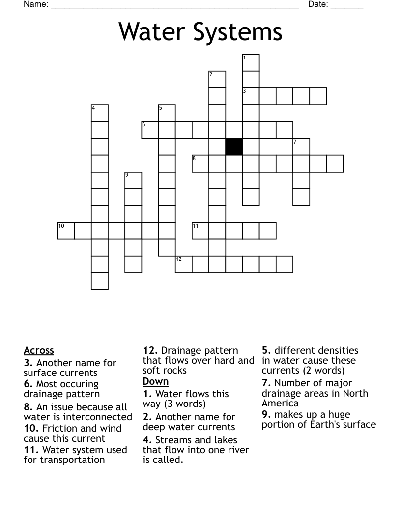 Water Systems Crossword