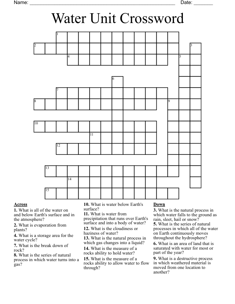 Water Unit Crossword
