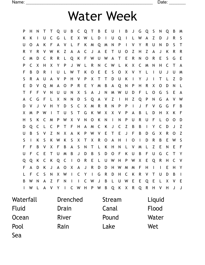 Water Week Word Search