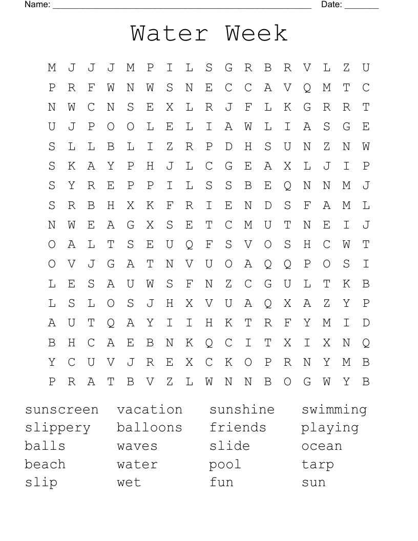 Water Week Word Search