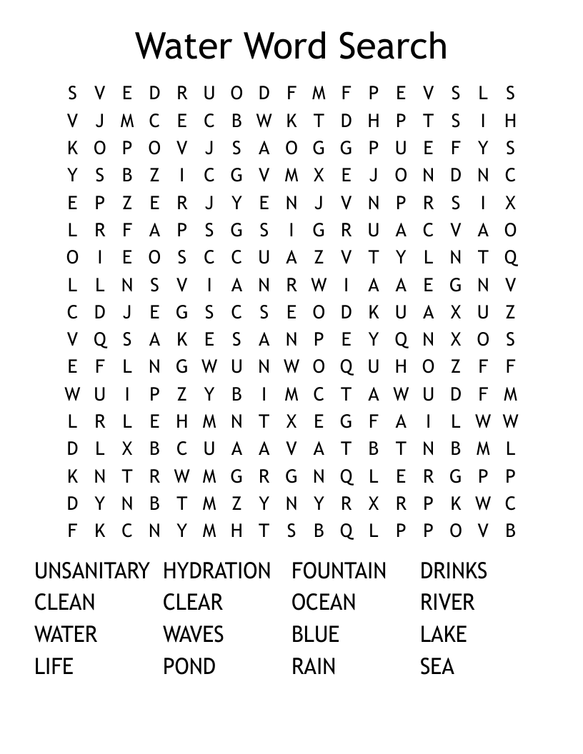 Water Word Search