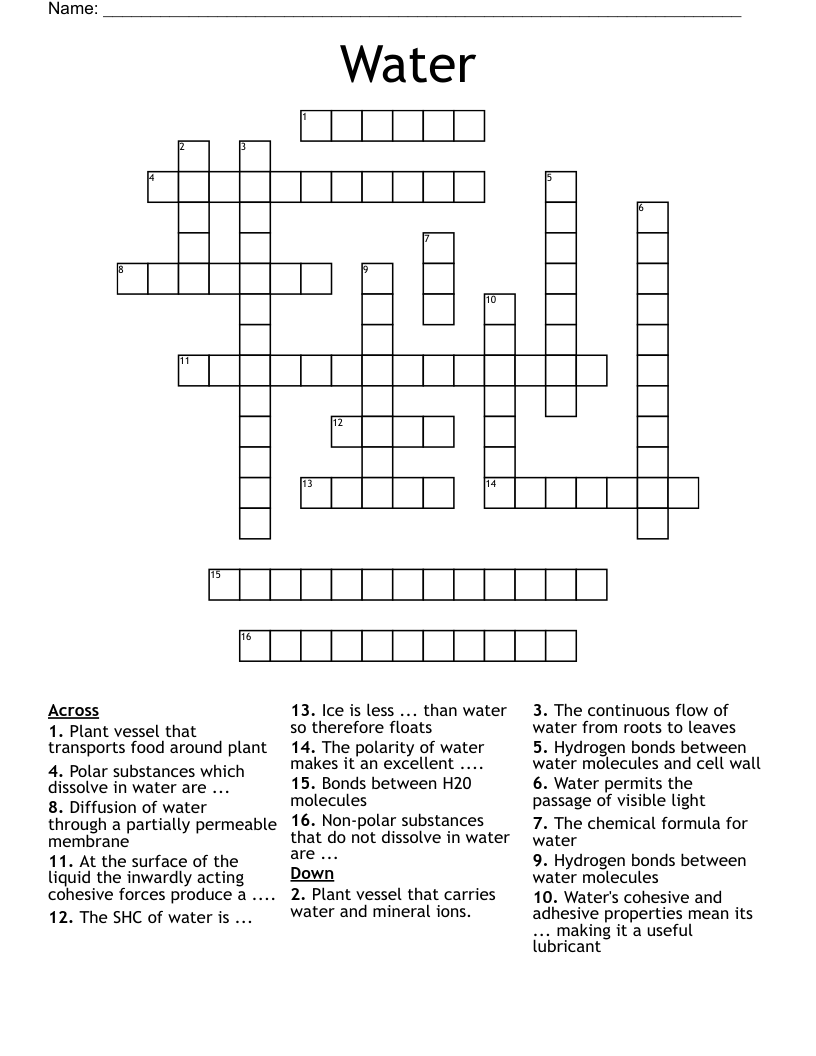 Water  Crossword