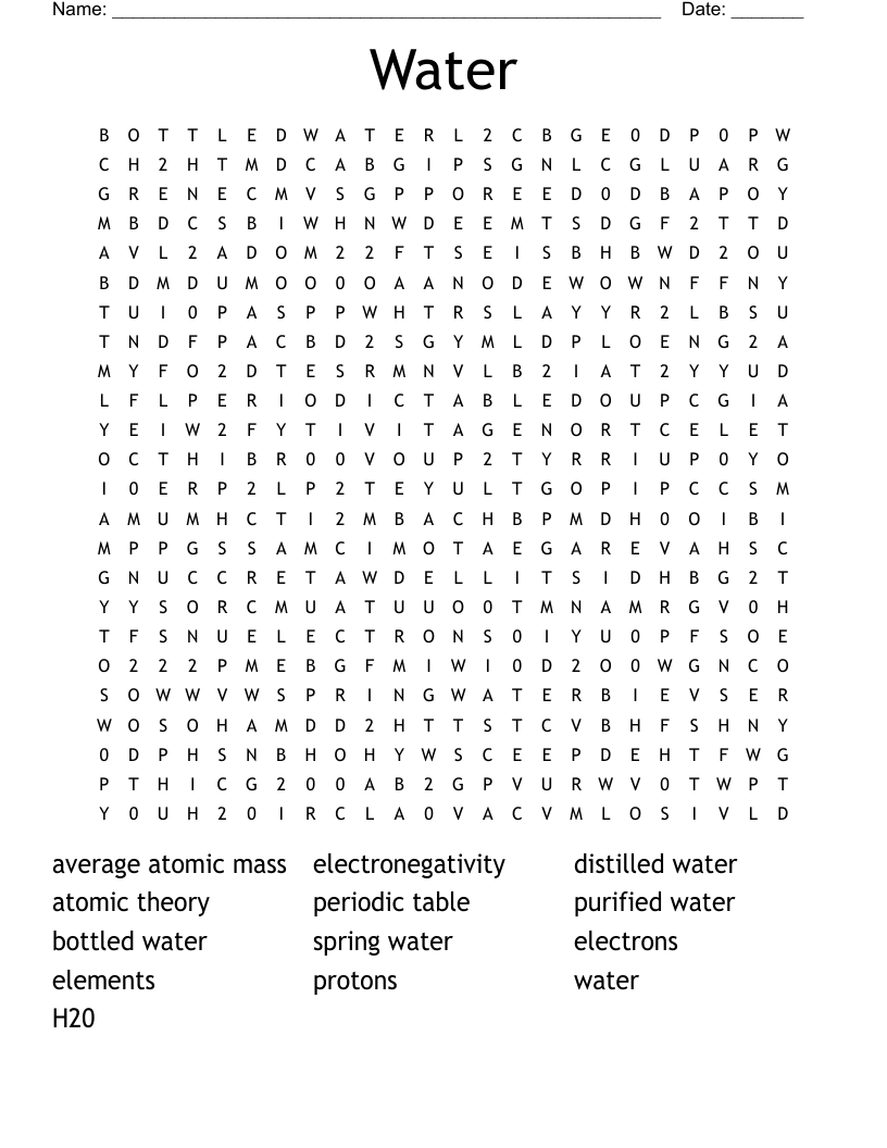 Water  Word Search