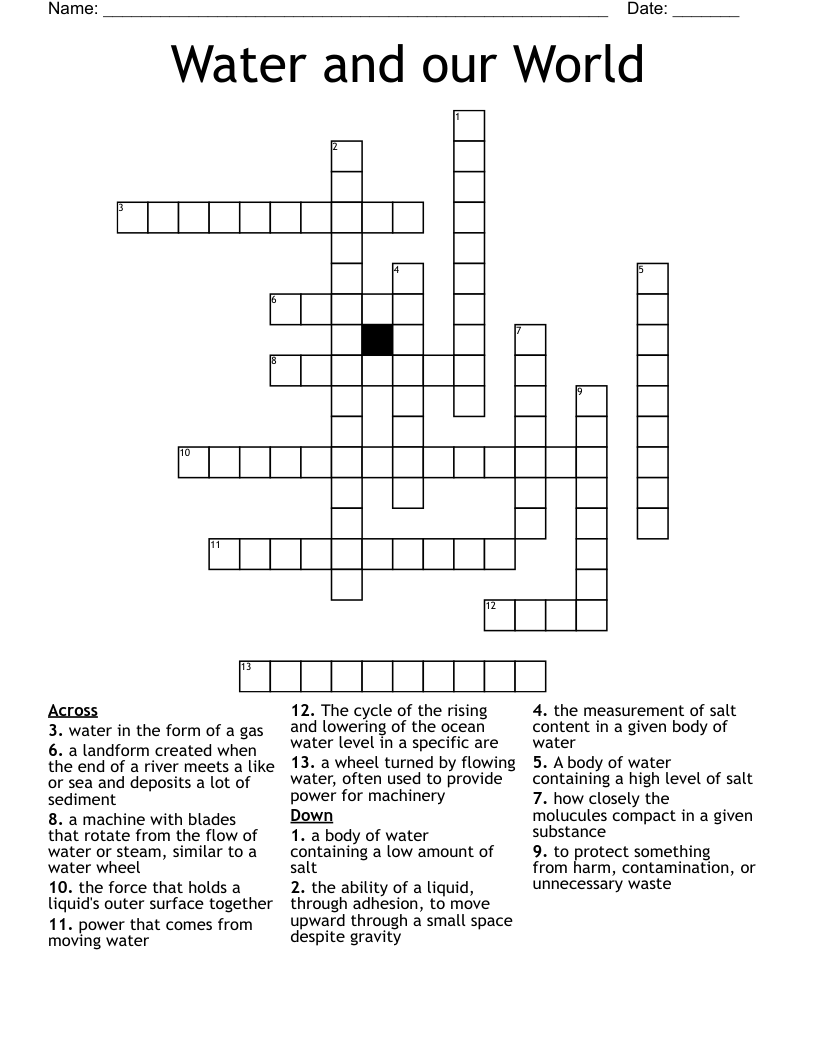 Water and our World Crossword