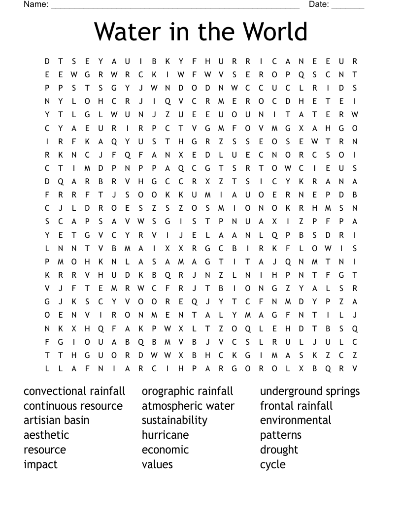 Water in the World Word Search