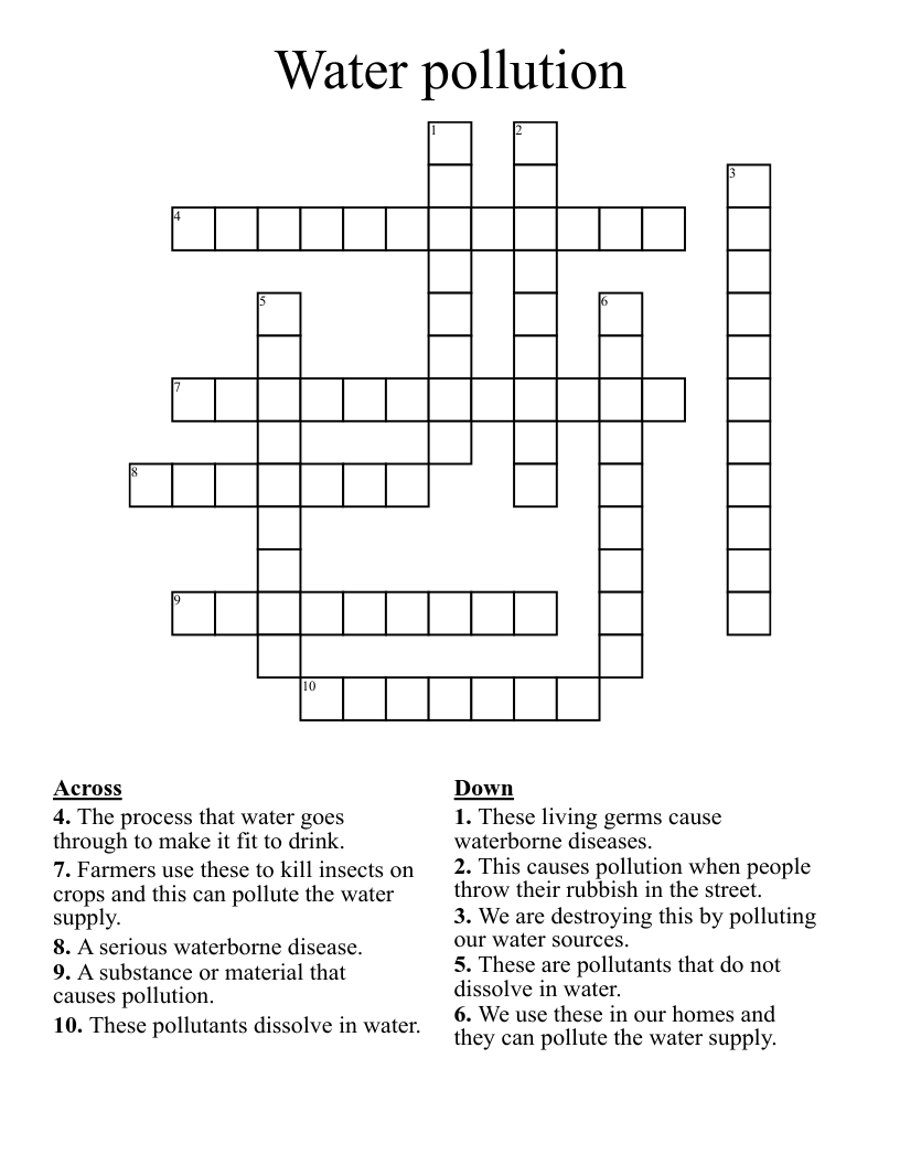 Water pollution Crossword