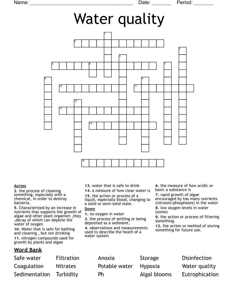 Water quality Crossword