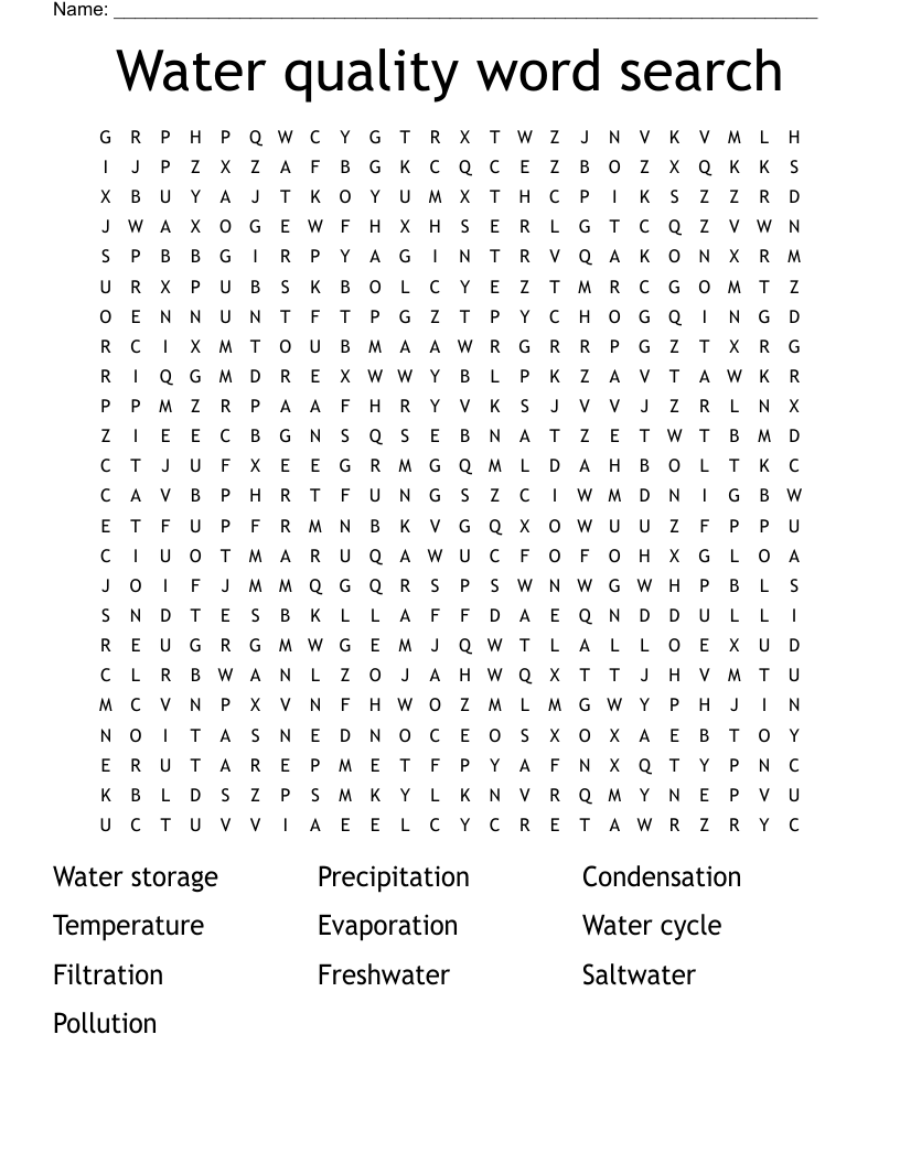 Water quality word search