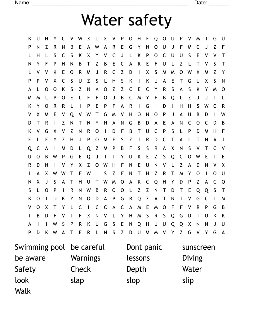 Water safety Word Search